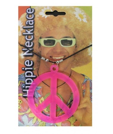 Hippie Peace Sign Necklace Pink BUY